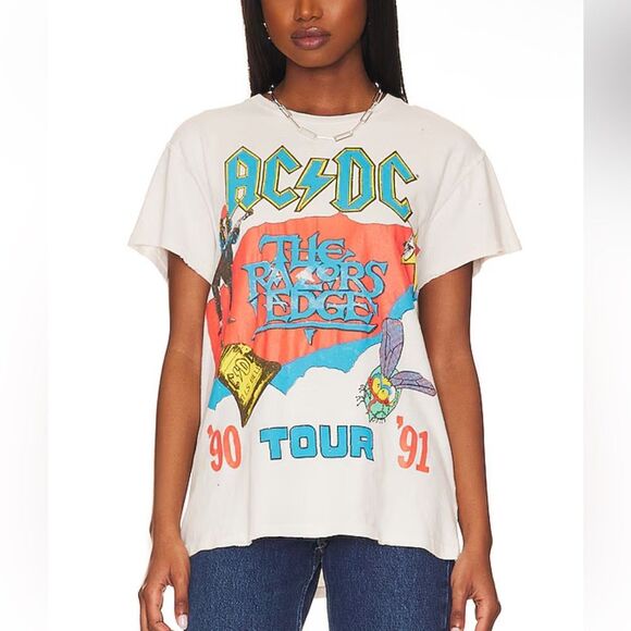 MadeWorn AC/DC The Razor's Edge Tour T-Shirt band concert distressed Revolve S - Picture 1 of 11